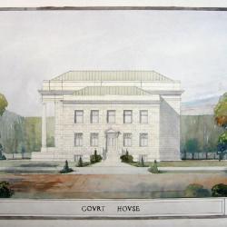 Color Sketch of Building Exterior with Landscaping