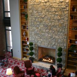 View of Interior - Seating next to Fireplace