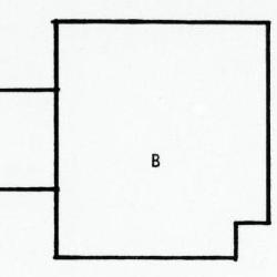 This sketch plan shows the original building (A) and the addition (B).